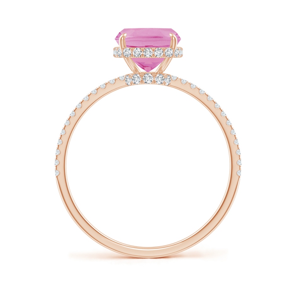 9x7mm A Thin Shank Cushion Cut Pink Tourmaline Ring With Diamond Accents in Rose Gold side 199