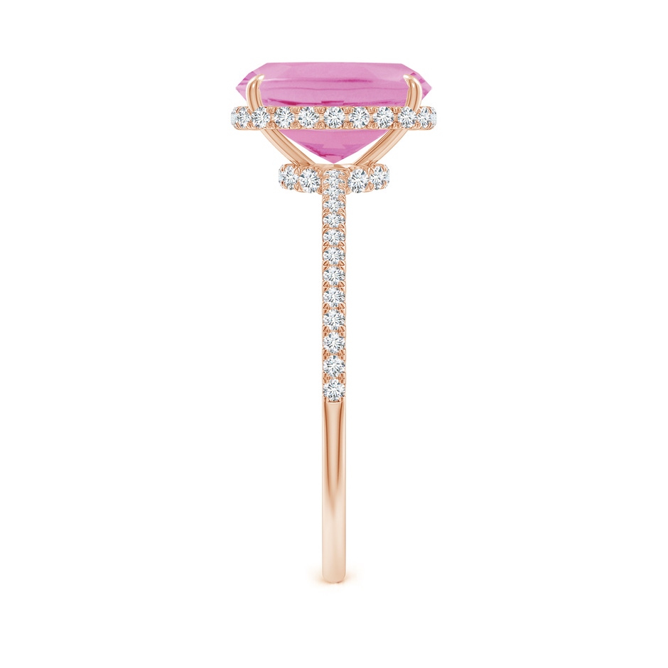 9x7mm A Thin Shank Cushion Cut Pink Tourmaline Ring With Diamond Accents in Rose Gold side 299