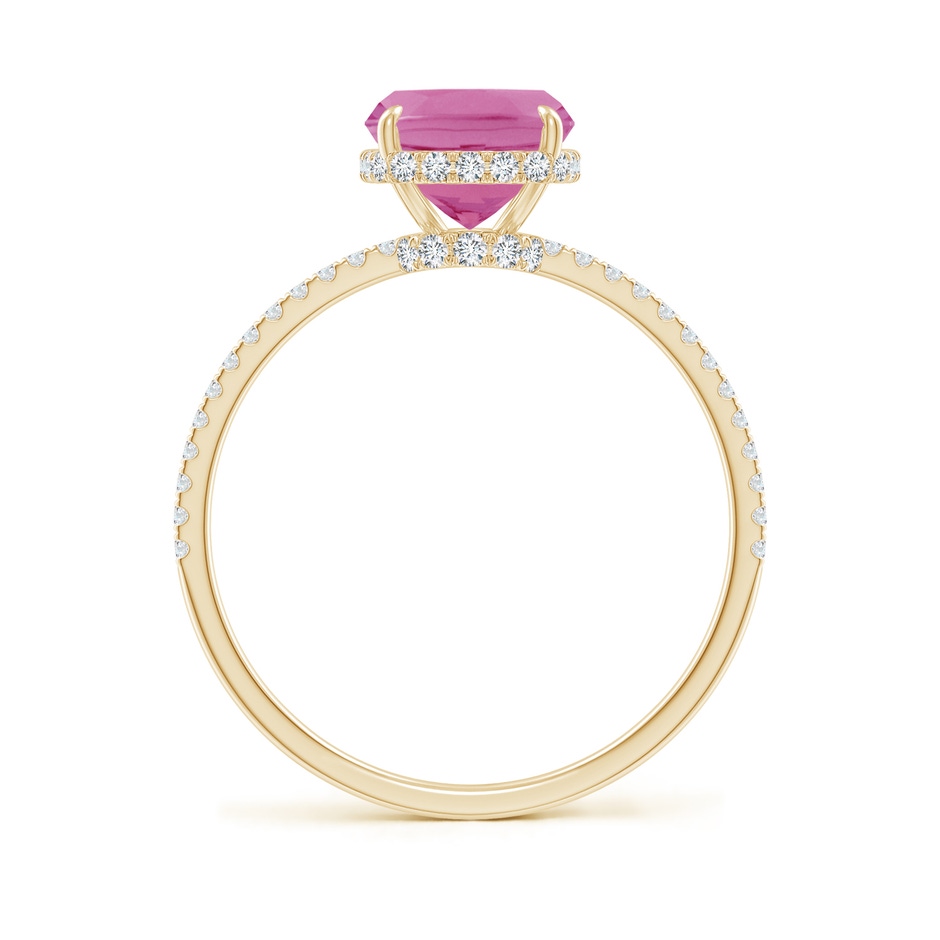 9x7mm AA Thin Shank Cushion Cut Pink Tourmaline Ring With Diamond Accents in Yellow Gold side 199