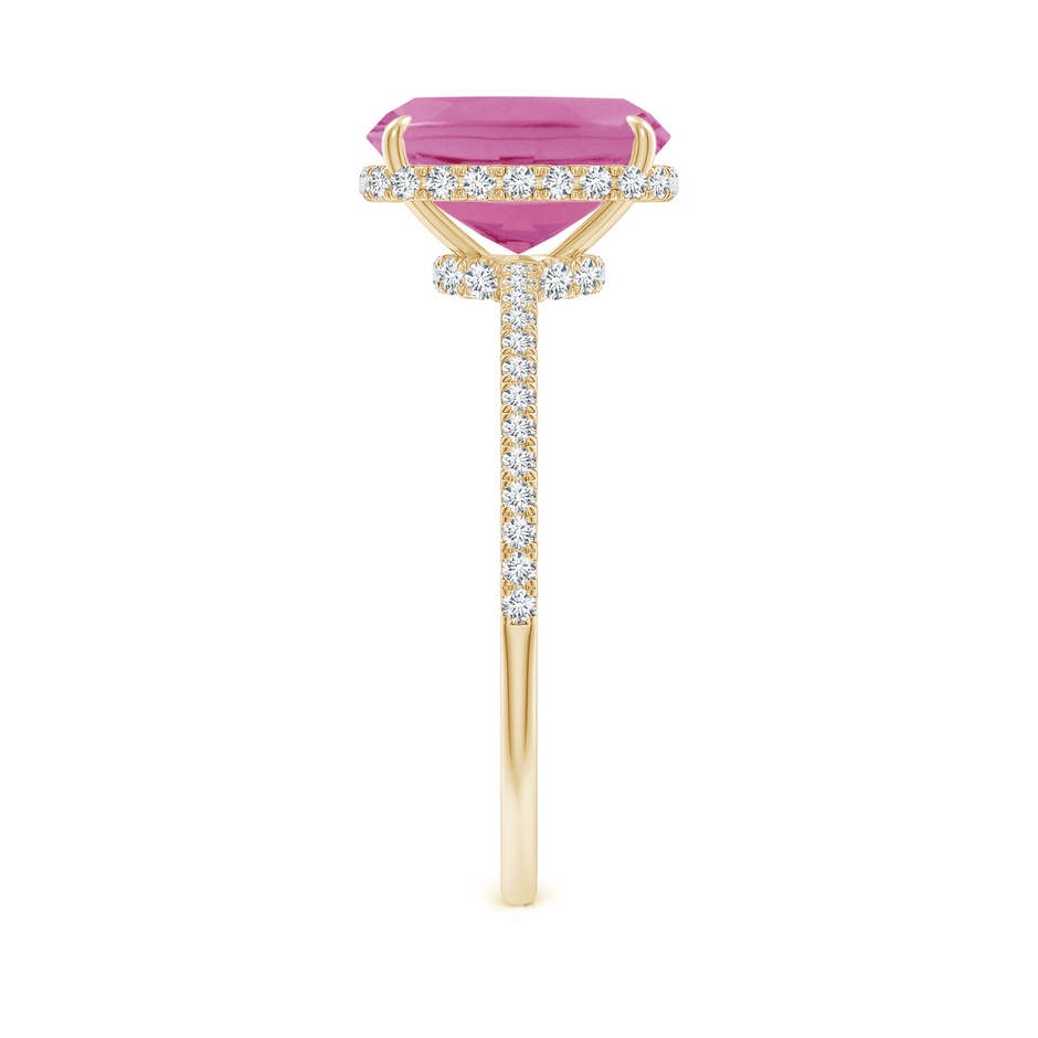 9x7mm AA Thin Shank Cushion Cut Pink Tourmaline Ring With Diamond Accents in Yellow Gold side 299