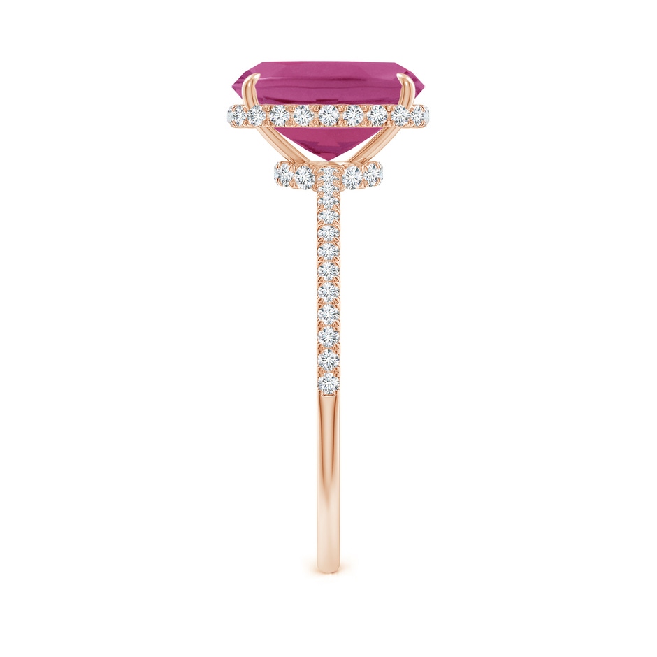 9x7mm AAAA Thin Shank Cushion Cut Pink Tourmaline Ring With Diamond Accents in 18K Rose Gold side 299