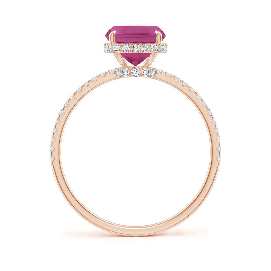 9x7mm AAAA Thin Shank Cushion Cut Pink Tourmaline Ring With Diamond Accents in 9K Rose Gold side 199