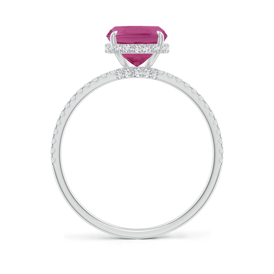 9x7mm AAAA Thin Shank Cushion Cut Pink Tourmaline Ring With Diamond Accents in White Gold side 199