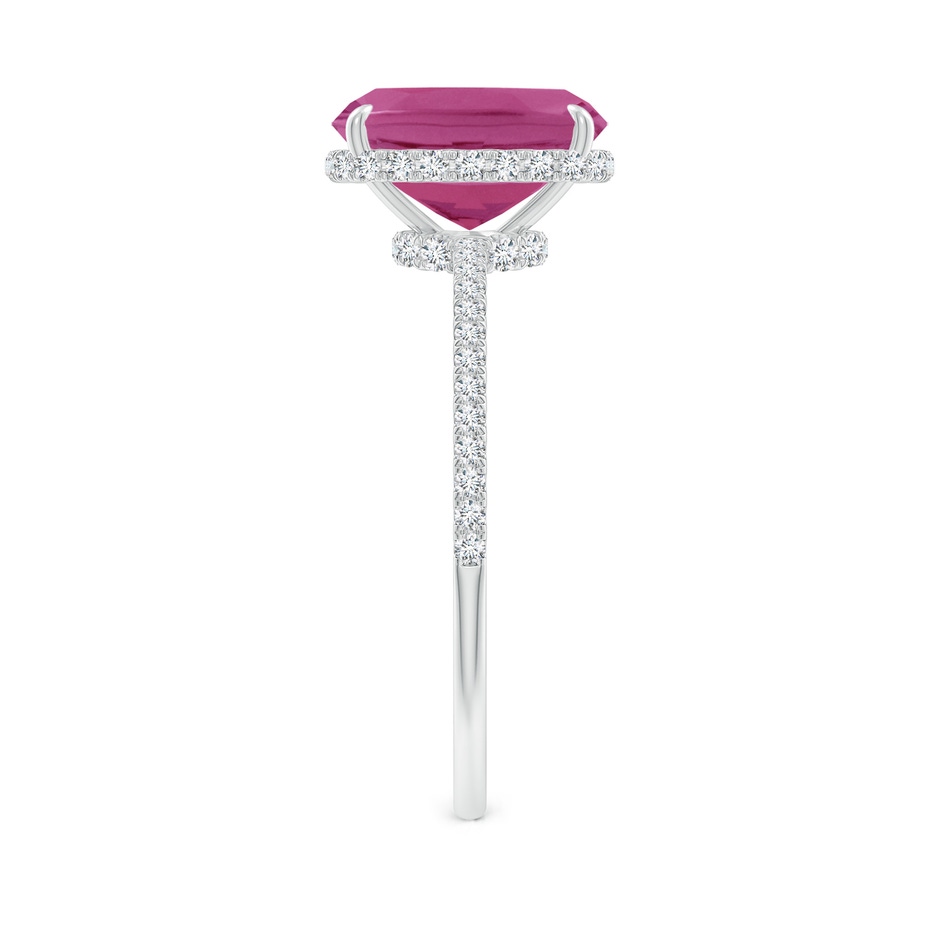9x7mm AAAA Thin Shank Cushion Cut Pink Tourmaline Ring With Diamond Accents in White Gold side 299