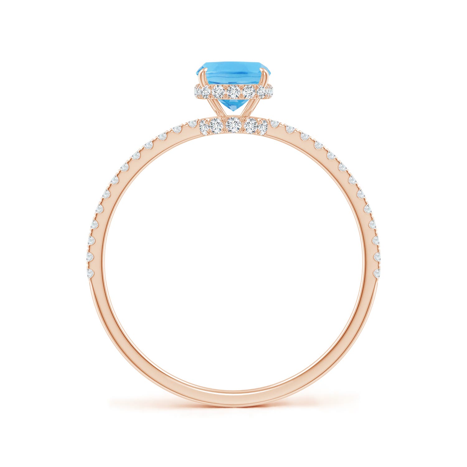 A - Swiss Blue Topaz / 1.27 CT / 14 KT Rose Gold