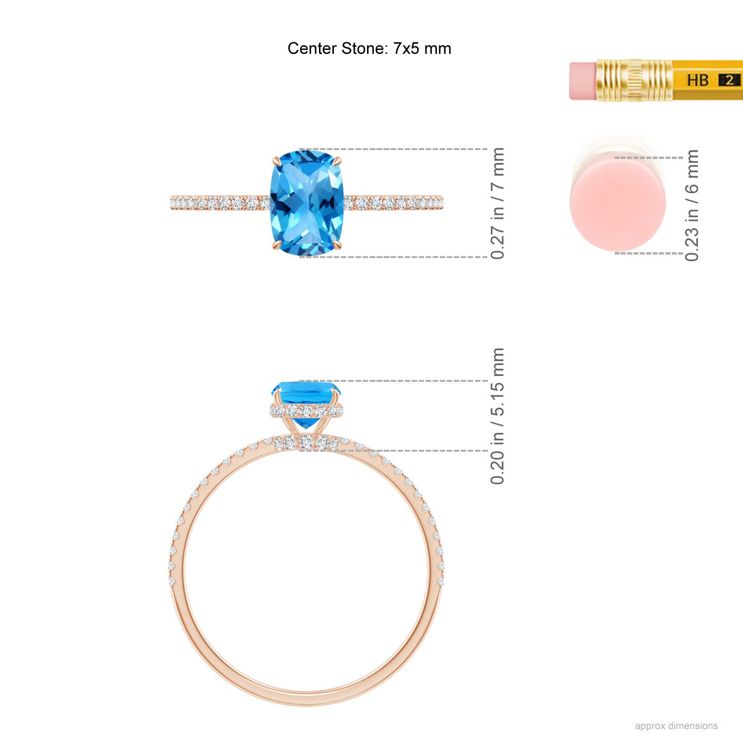 AAAA - Swiss Blue Topaz / 1.27 CT / 14 KT Rose Gold