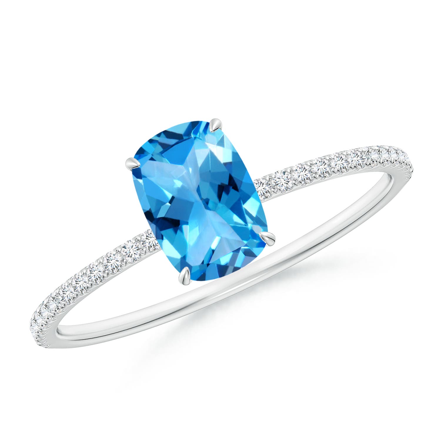 AAAA - Swiss Blue Topaz / 1.27 CT / 14 KT White Gold