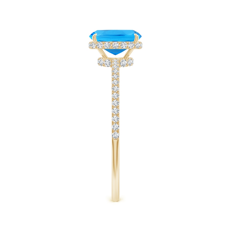 7x5mm AAAA Thin Shank Cushion Swiss Blue Topaz Ring With Diamond Accents in Yellow Gold side 299