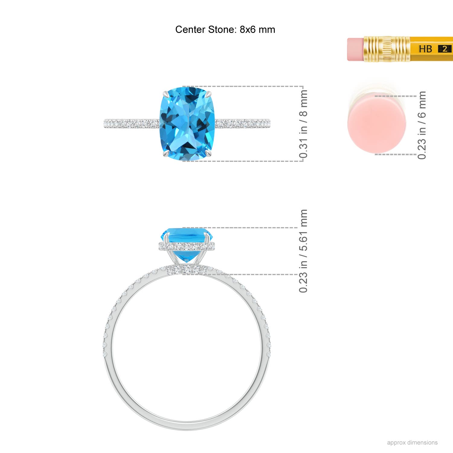 AAA - Swiss Blue Topaz / 1.88 CT / 14 KT White Gold