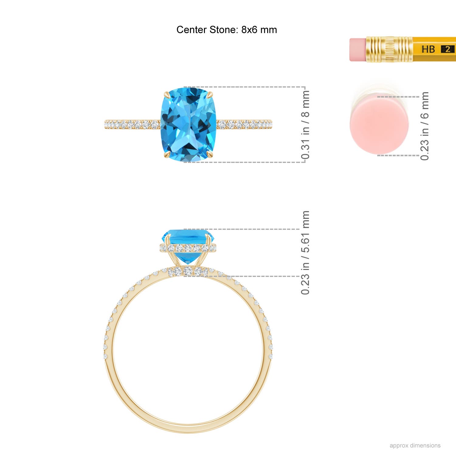 AAA - Swiss Blue Topaz / 1.88 CT / 14 KT Yellow Gold