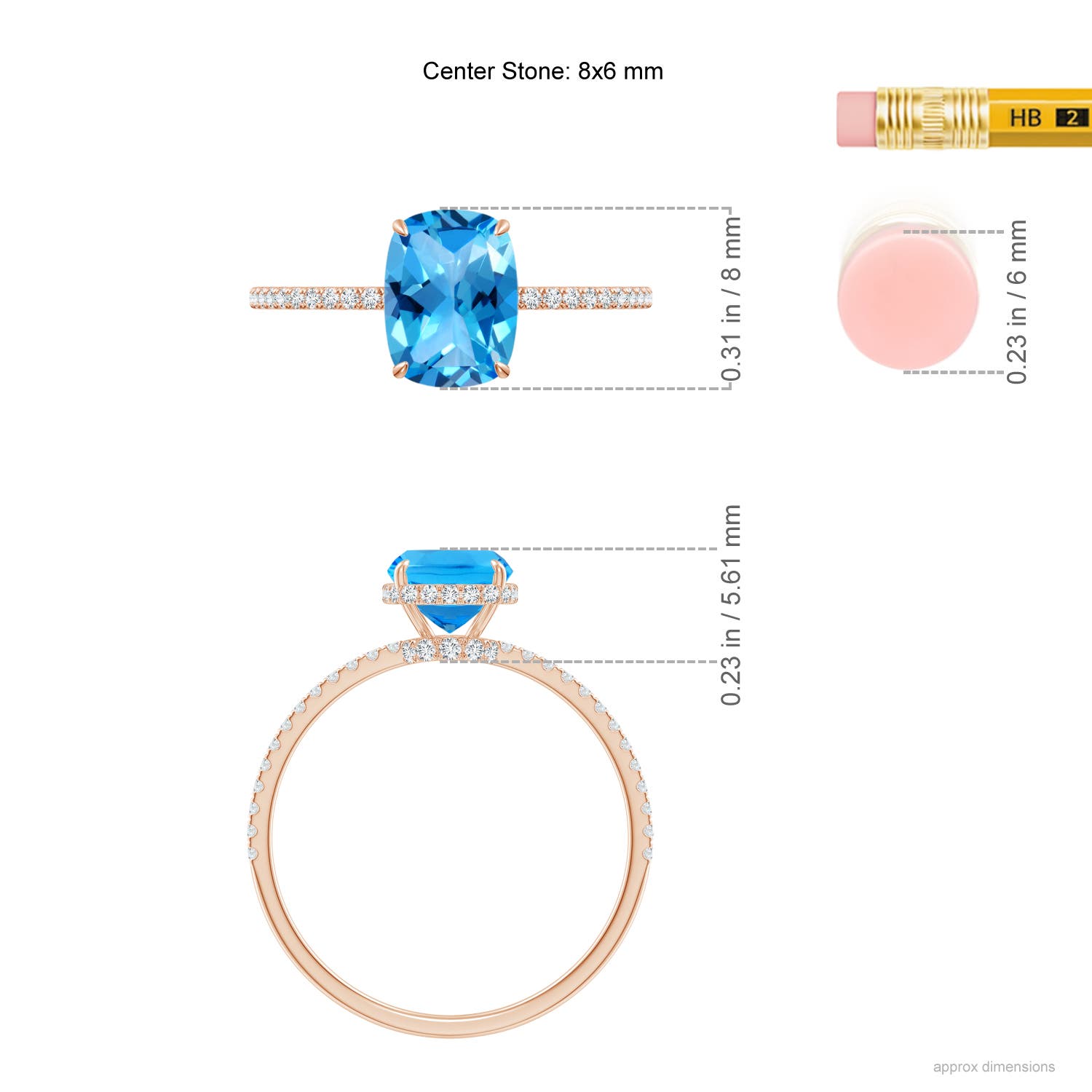 AAAA - Swiss Blue Topaz / 1.88 CT / 14 KT Rose Gold