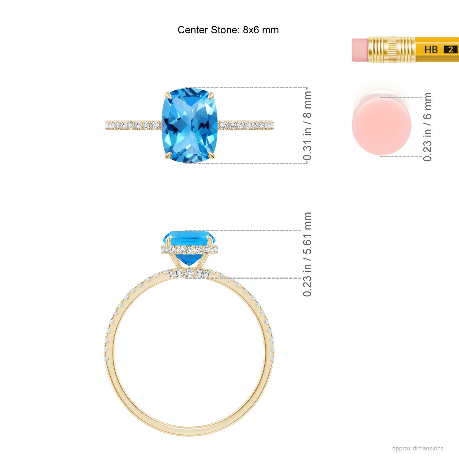 AAAA - Swiss Blue Topaz / 1.88 CT / 14 KT Yellow Gold