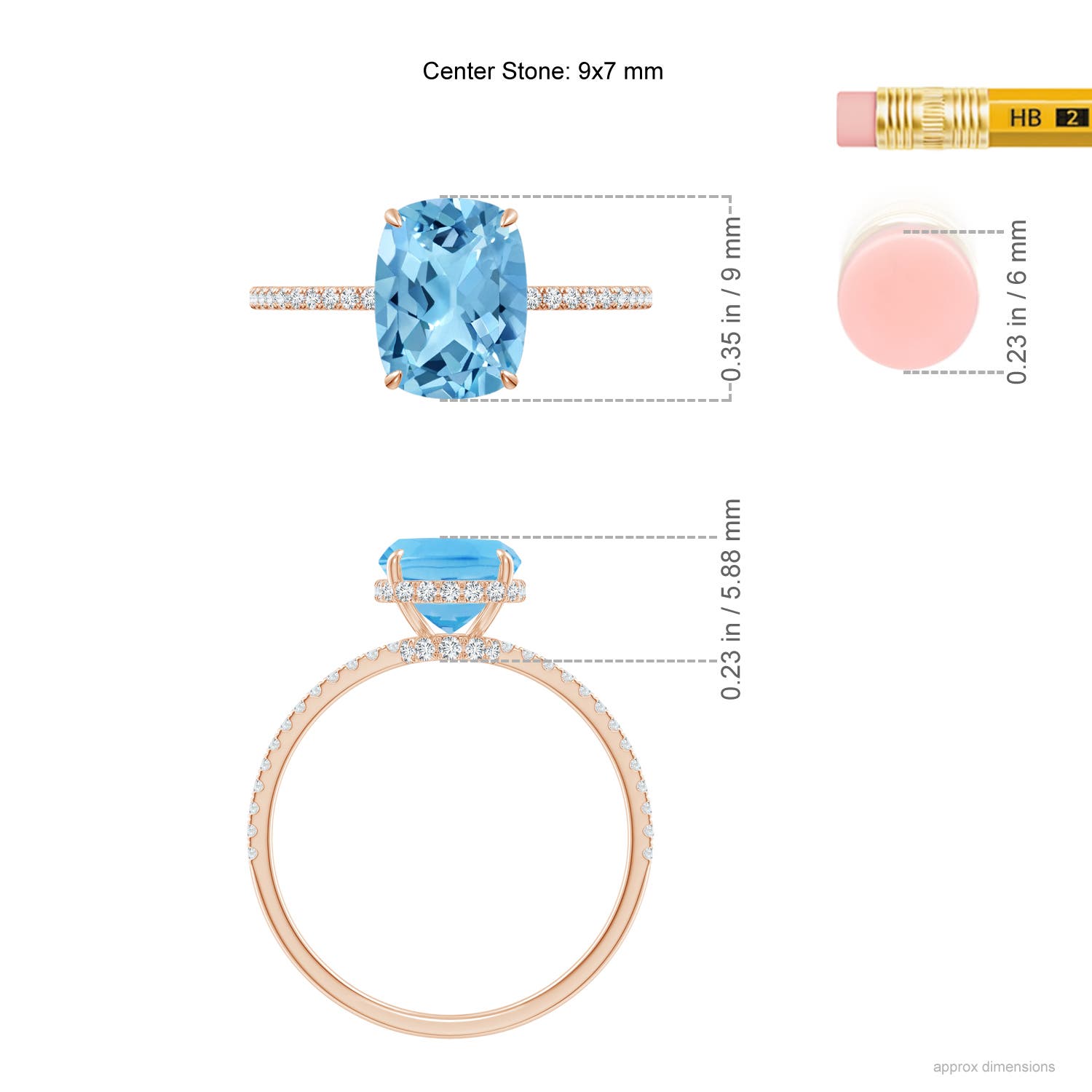 A - Swiss Blue Topaz / 2.55 CT / 14 KT Rose Gold