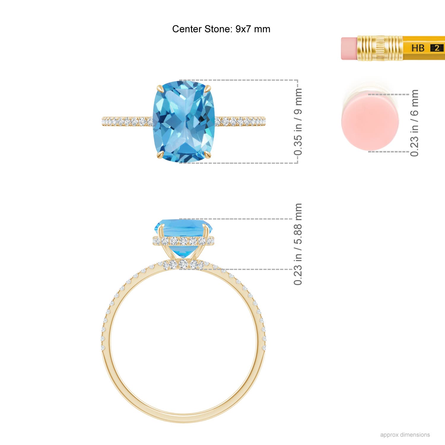 AA - Swiss Blue Topaz / 2.55 CT / 14 KT Yellow Gold