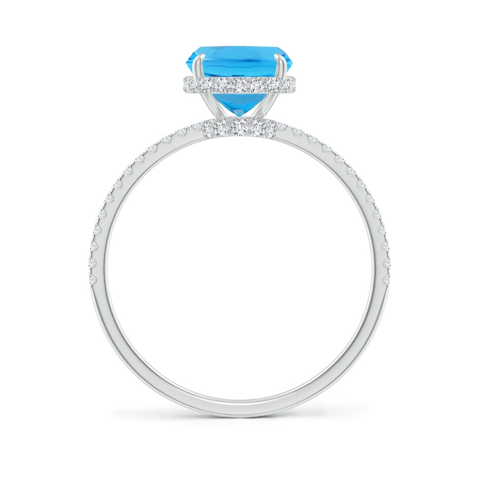 9x7mm AAA Thin Shank Cushion Swiss Blue Topaz Ring With Diamond Accents in White Gold side-1