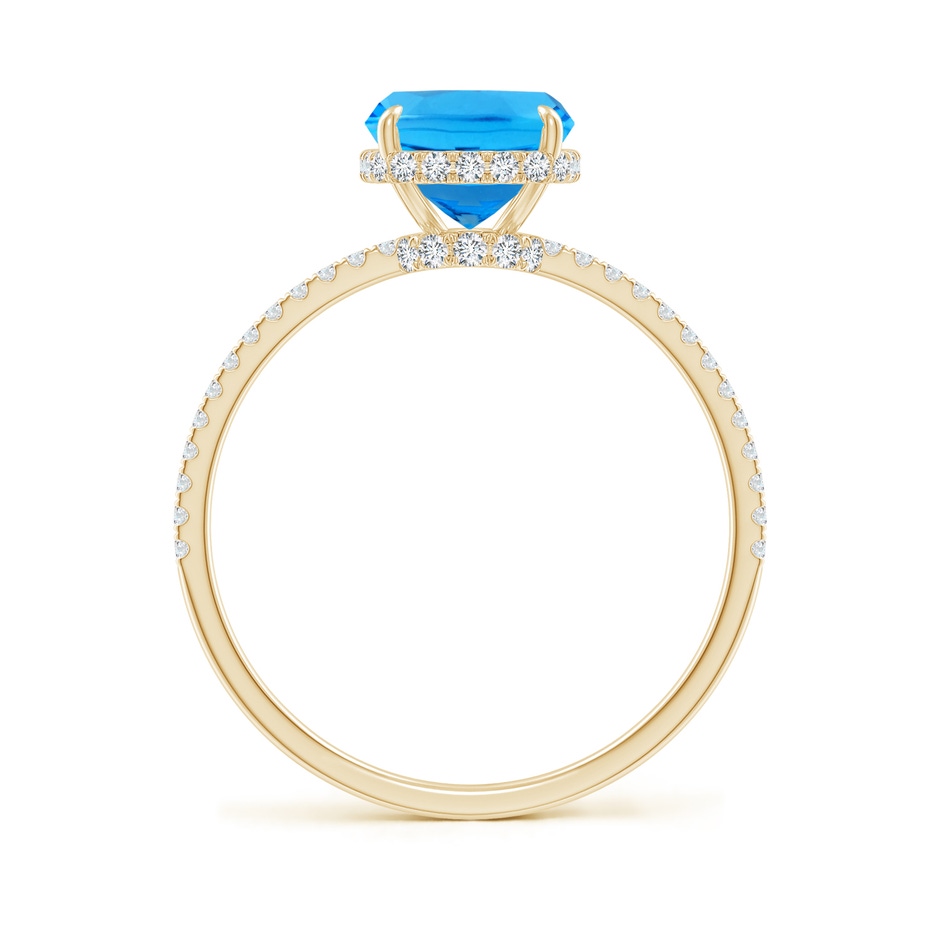 9x7mm AAAA Thin Shank Cushion Swiss Blue Topaz Ring With Diamond Accents in 18K Yellow Gold side 199