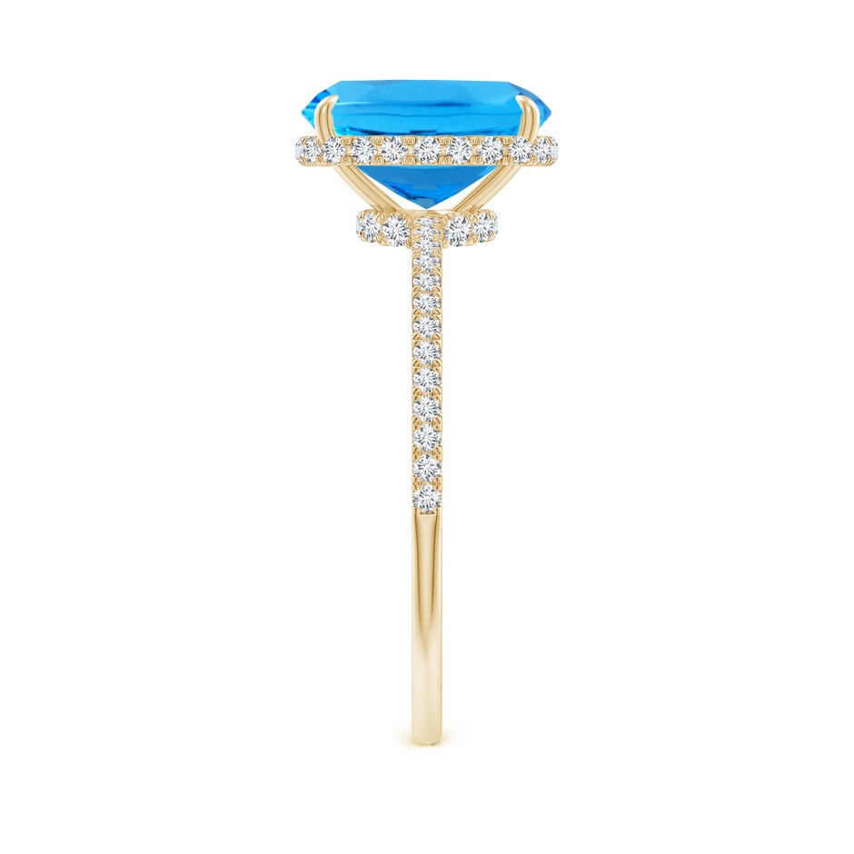 9x7mm AAAA Thin Shank Cushion Swiss Blue Topaz Ring With Diamond Accents in 18K Yellow Gold side 299