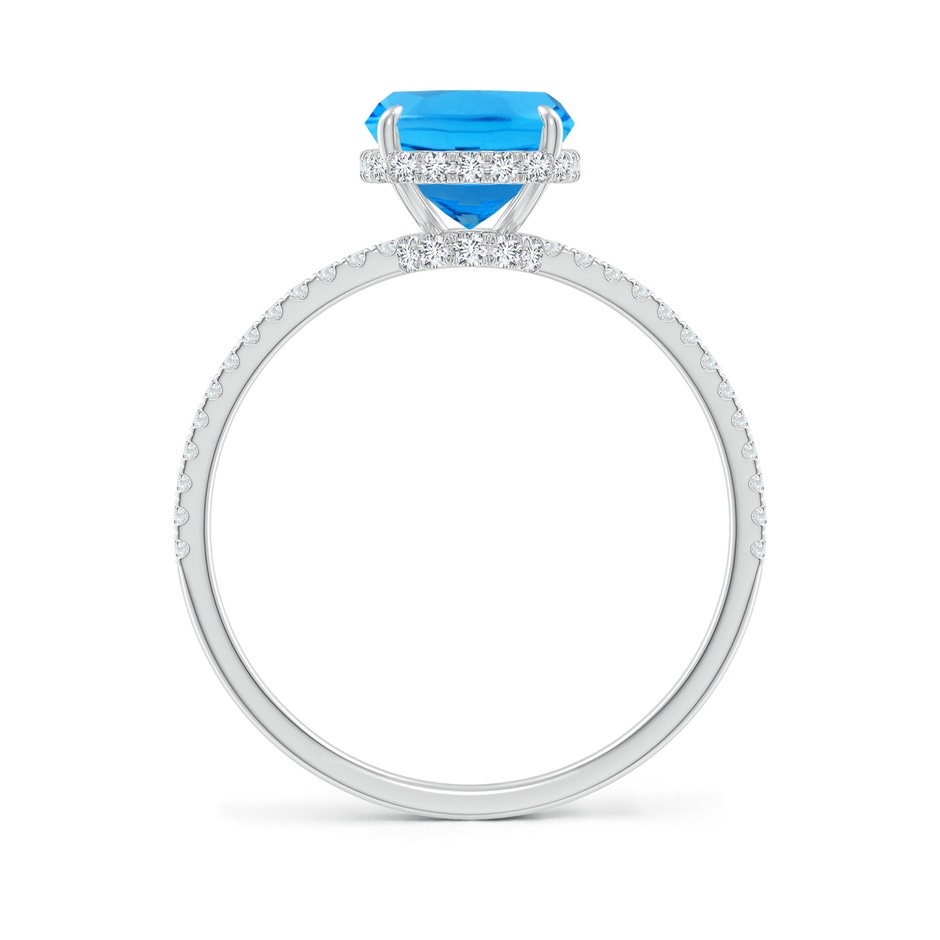 9x7mm AAAA Thin Shank Cushion Swiss Blue Topaz Ring With Diamond Accents in White Gold side-1