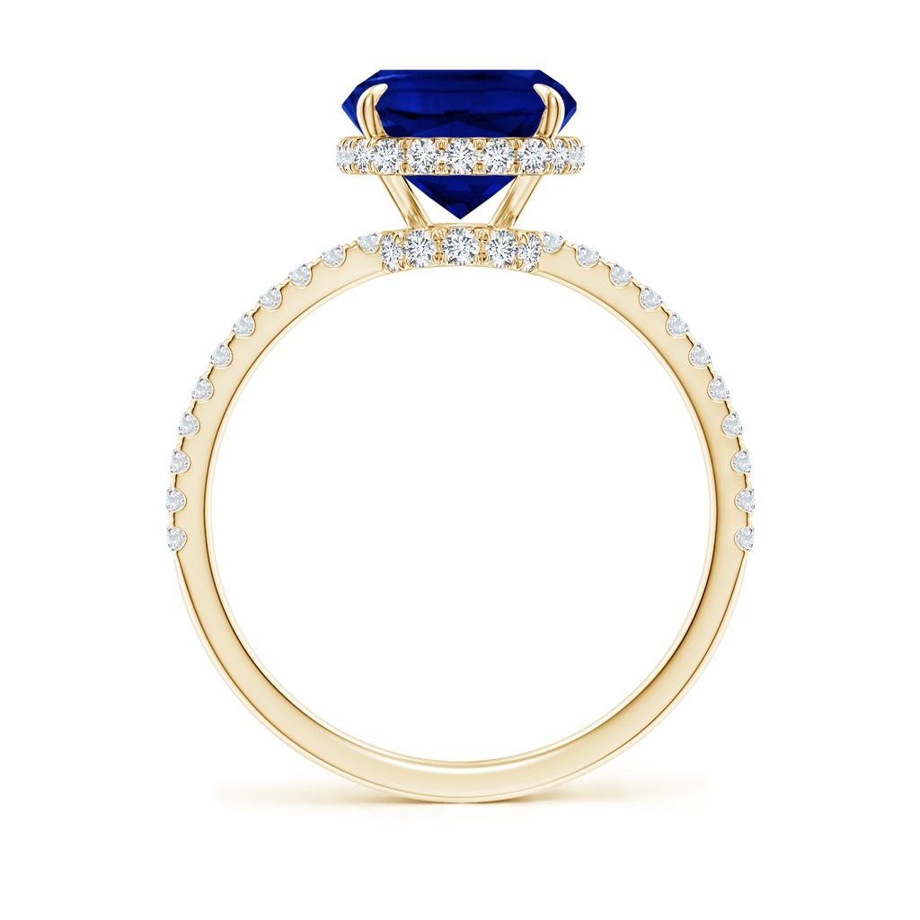 10x8mm Lab-Grown Thin Shank Cushion Sapphire Ring with Diamond Accents in Yellow Gold - side 199