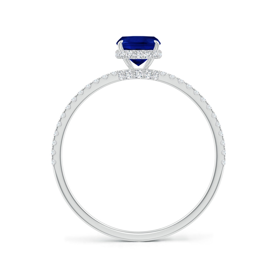 7x5mm AAAA Thin Shank Cushion Sapphire Ring with Diamond Accents in White Gold side 199