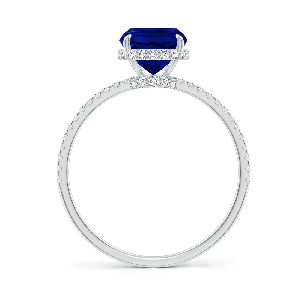 9x7mm Lab-Grown Thin Shank Cushion Sapphire Ring with Diamond Accents in White Gold - side 199