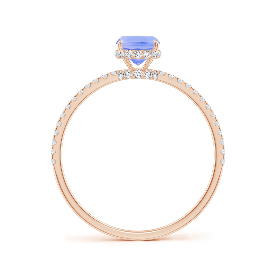 7x5mm A Thin Shank Cushion Cut Tanzanite Ring With Diamond Accents in Rose Gold side-1