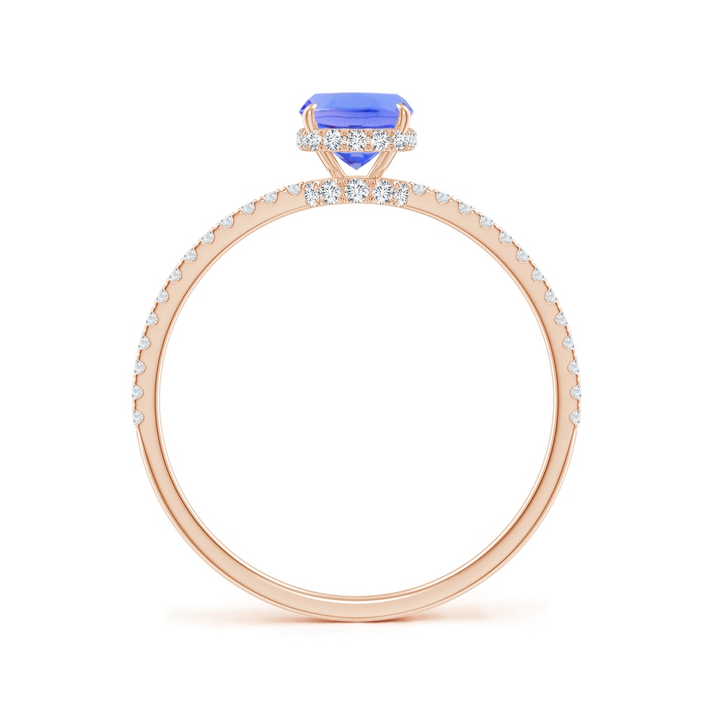 7x5mm AA Thin Shank Cushion Cut Tanzanite Ring With Diamond Accents in Rose Gold Side-1