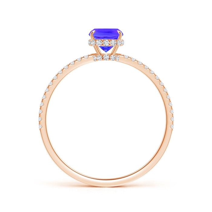 7x5mm AAA Thin Shank Cushion Cut Tanzanite Ring With Diamond Accents in 9K Rose Gold product image