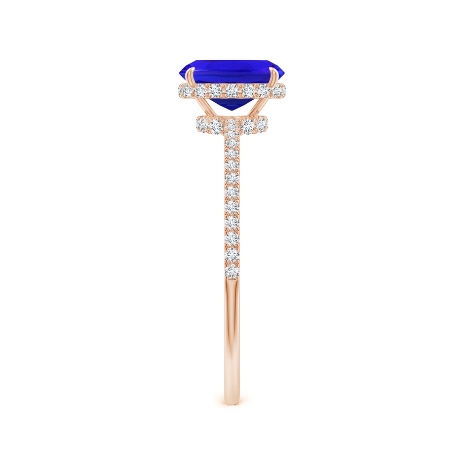 7x5mm AAA Thin Shank Cushion Cut Tanzanite Ring With Diamond Accents in Rose Gold side-2