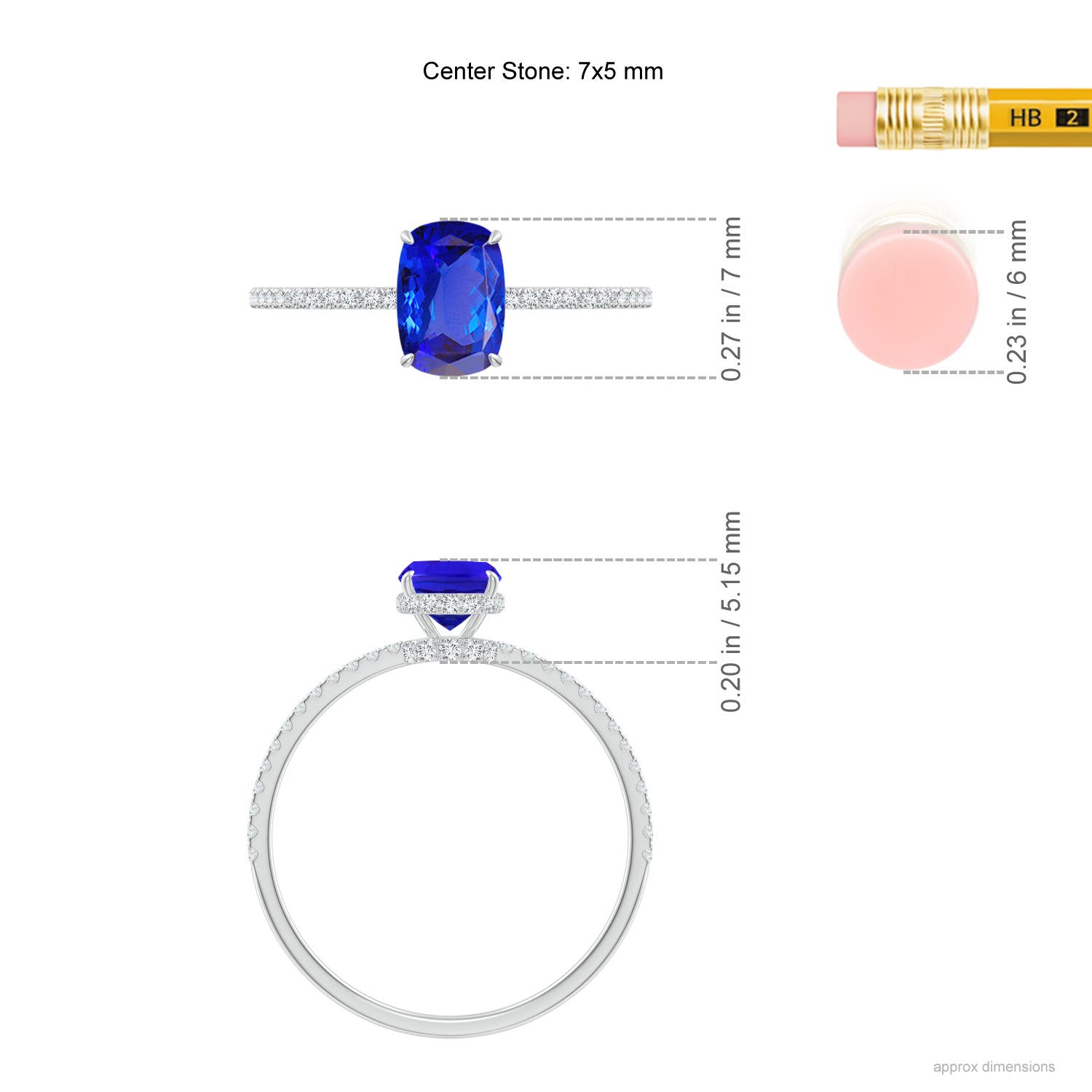 AAA - Tanzanite / 1.22 CT / 14 KT White Gold