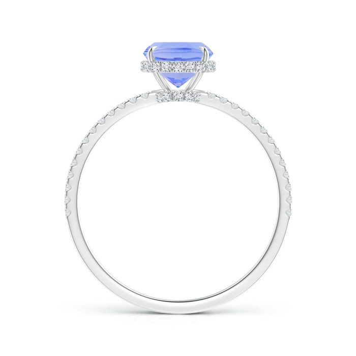 8x6mm A Thin Shank Cushion Cut Tanzanite Ring With Diamond Accents in 9K White Gold product image