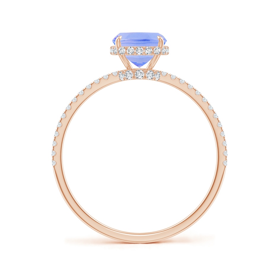 8x6mm A Thin Shank Cushion Cut Tanzanite Ring With Diamond Accents in Rose Gold side-1