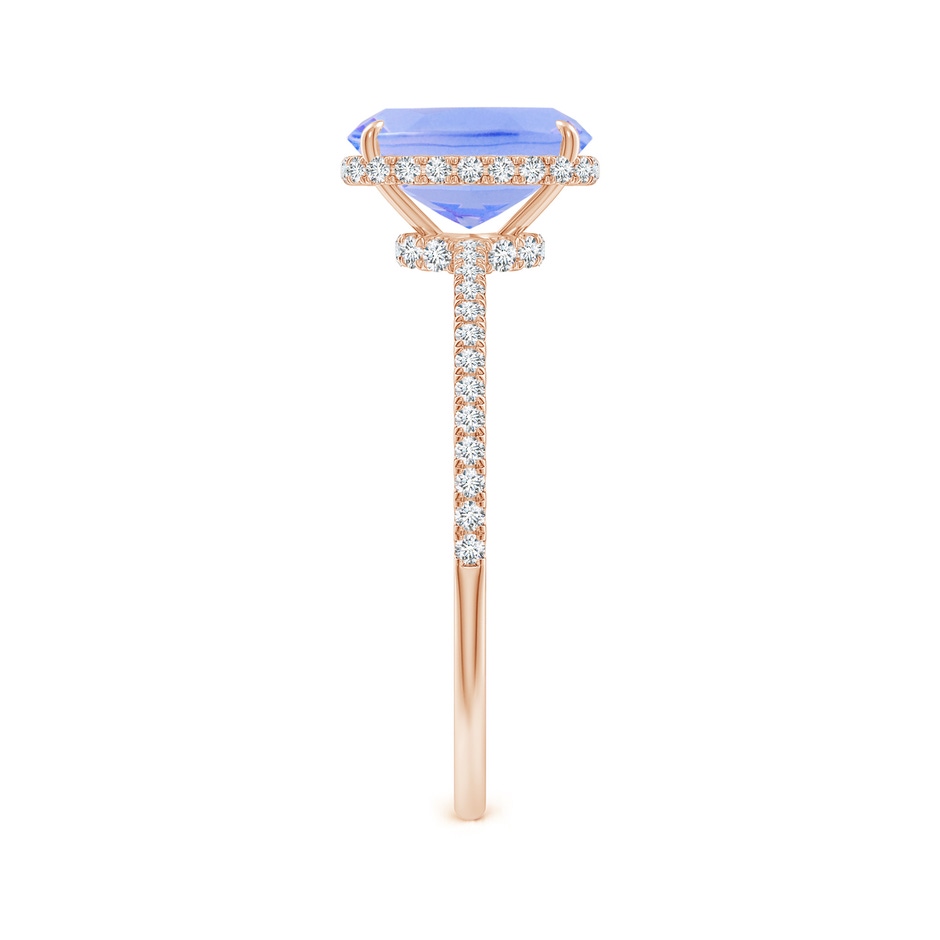 8x6mm A Thin Shank Cushion Cut Tanzanite Ring With Diamond Accents in Rose Gold side-2