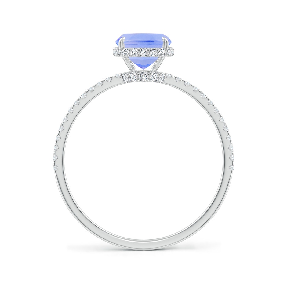 8x6mm A Thin Shank Cushion Cut Tanzanite Ring With Diamond Accents in White Gold side-1