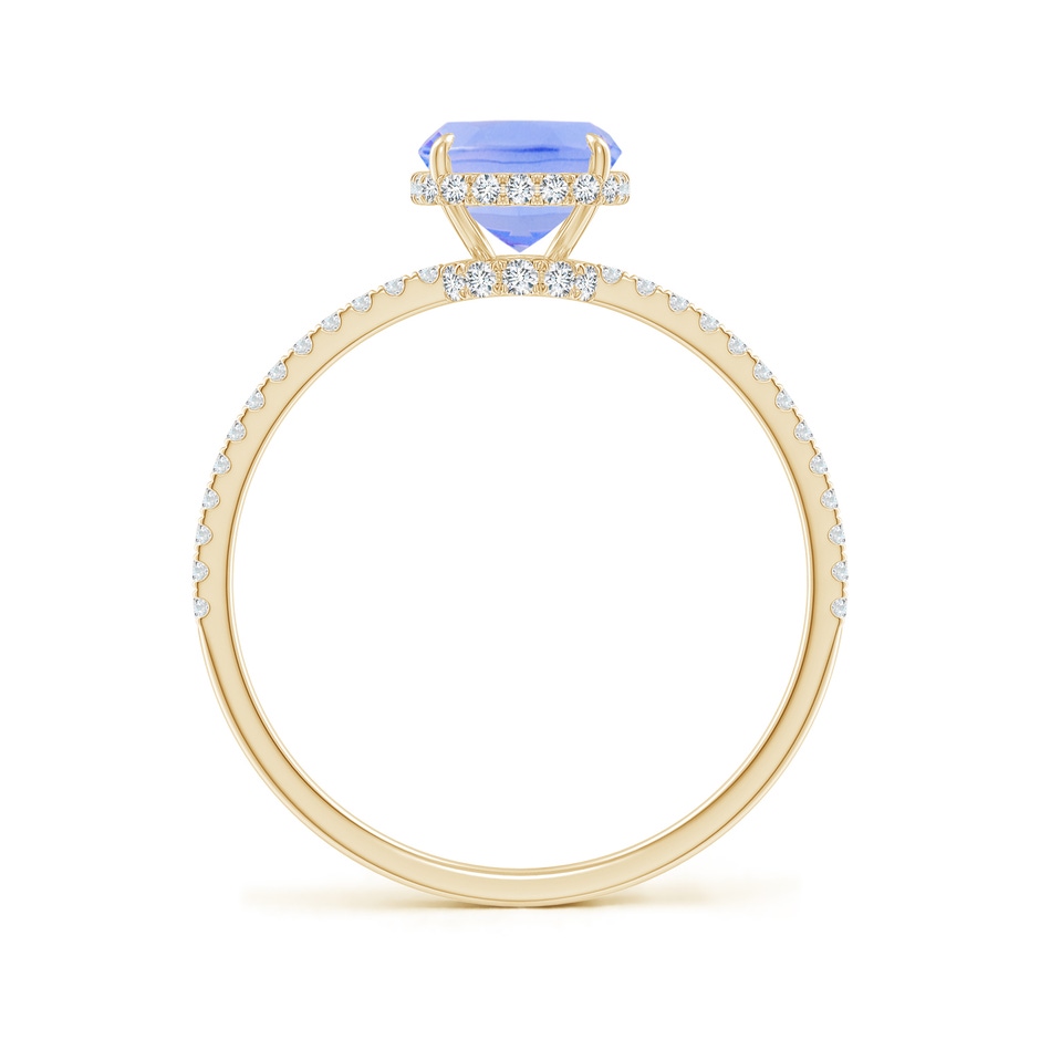 8x6mm A Thin Shank Cushion Cut Tanzanite Ring With Diamond Accents in Yellow Gold side-1