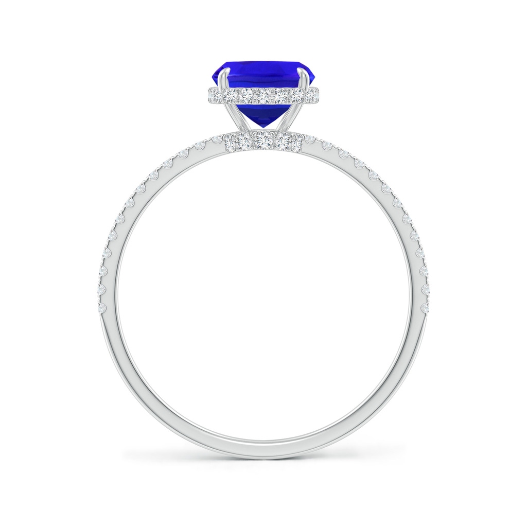 8x6mm AAA Thin Shank Cushion Cut Tanzanite Ring With Diamond Accents in White Gold Side-1
