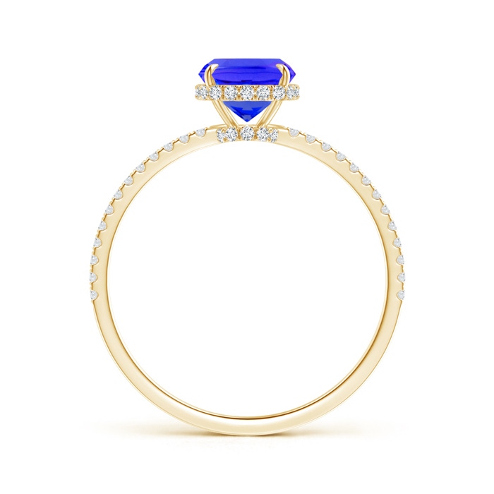 8x6mm AAAA Thin Shank Cushion Cut Tanzanite Ring With Diamond Accents in 10K Yellow Gold product image