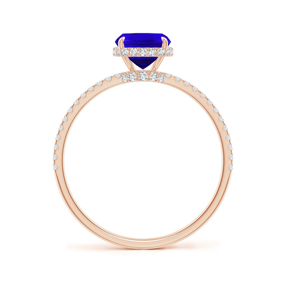 8x6mm AAAA Thin Shank Cushion Cut Tanzanite Ring With Diamond Accents in Rose Gold side-1