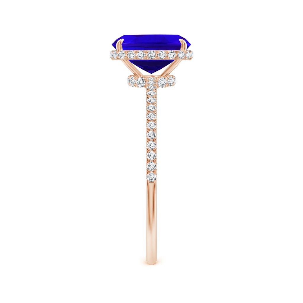 8x6mm AAAA Thin Shank Cushion Cut Tanzanite Ring With Diamond Accents in Rose Gold Side-2