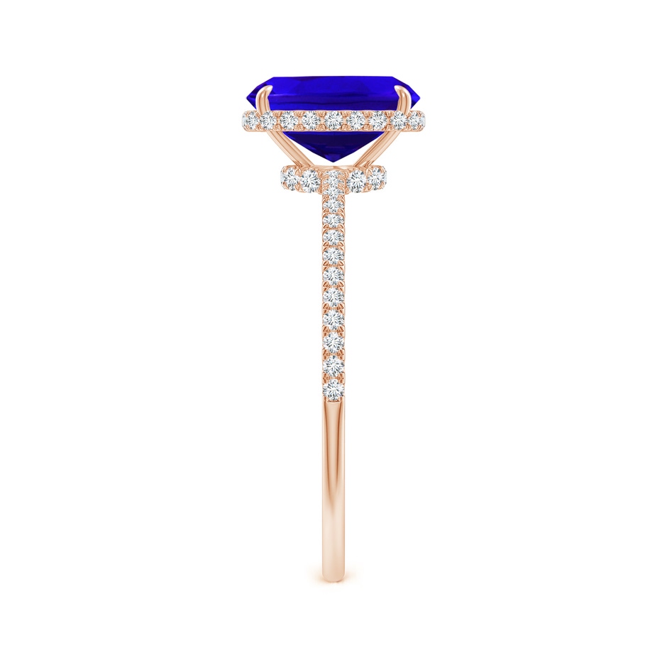 8x6mm AAAA Thin Shank Cushion Cut Tanzanite Ring With Diamond Accents in Rose Gold side-2