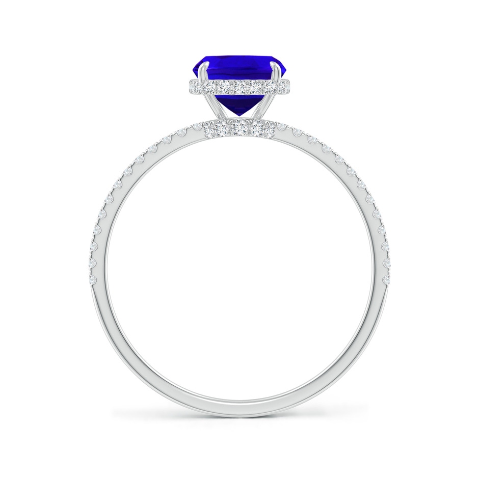 8x6mm AAAA Thin Shank Cushion Cut Tanzanite Ring With Diamond Accents in White Gold side-1