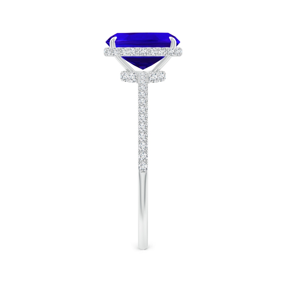 8x6mm AAAA Thin Shank Cushion Cut Tanzanite Ring With Diamond Accents in White Gold side-2