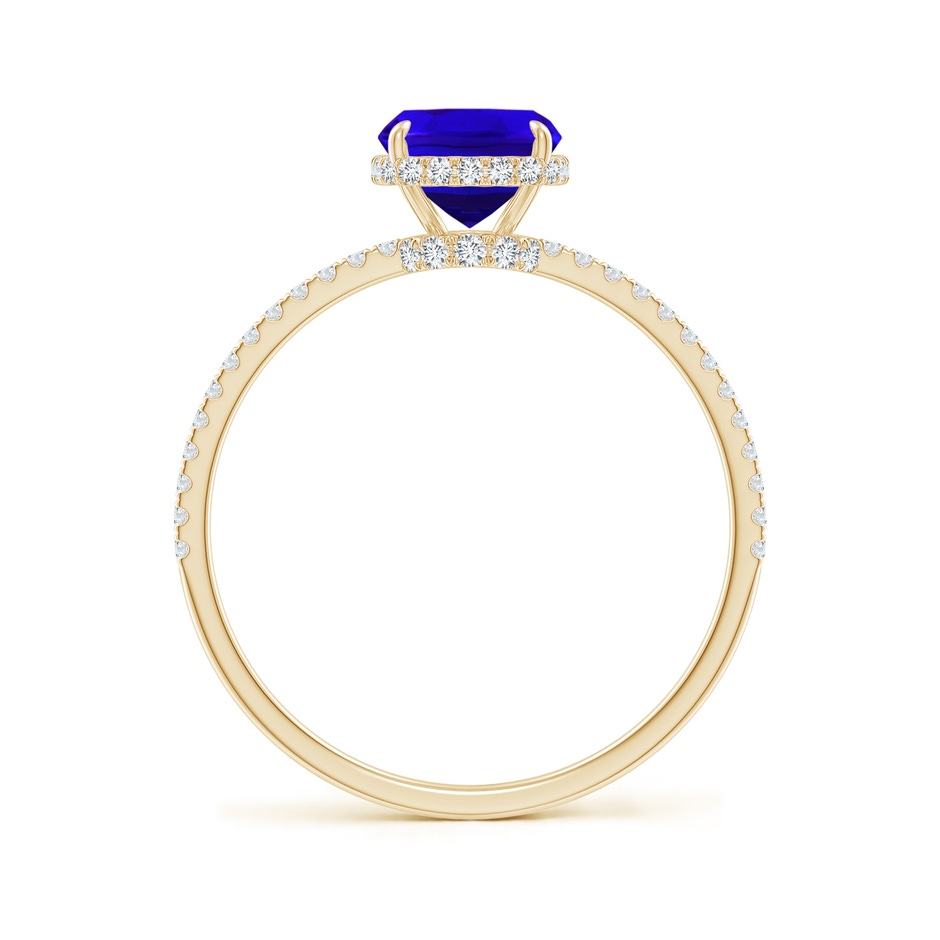 8x6mm AAAA Thin Shank Cushion Cut Tanzanite Ring With Diamond Accents in Yellow Gold side-1