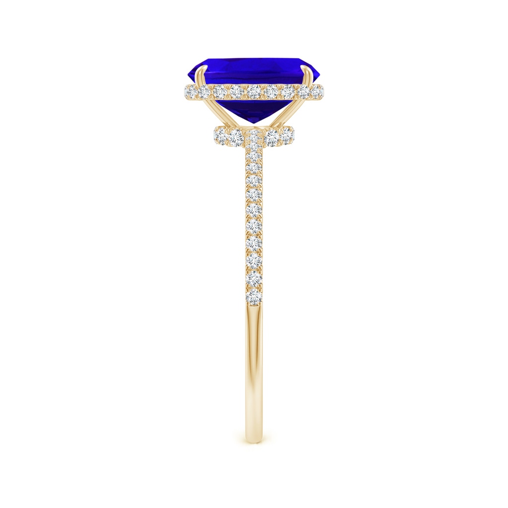 8x6mm AAAA Thin Shank Cushion Cut Tanzanite Ring With Diamond Accents in Yellow Gold Side-2