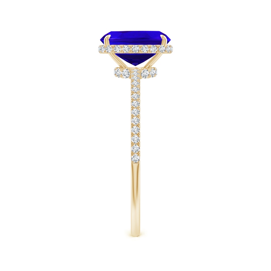 8x6mm AAAA Thin Shank Cushion Cut Tanzanite Ring With Diamond Accents in Yellow Gold side-2