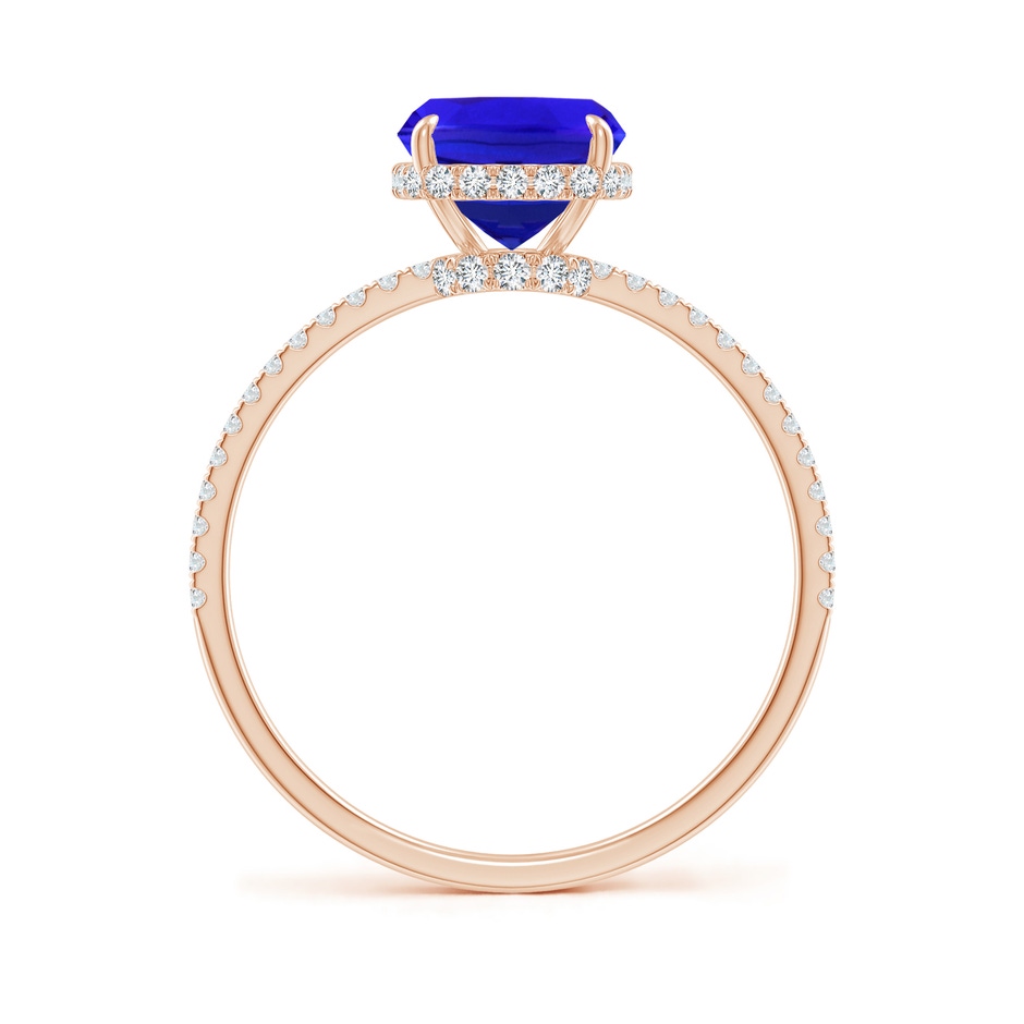 9x7mm AAA Thin Shank Cushion Cut Tanzanite Ring With Diamond Accents in Rose Gold side-1