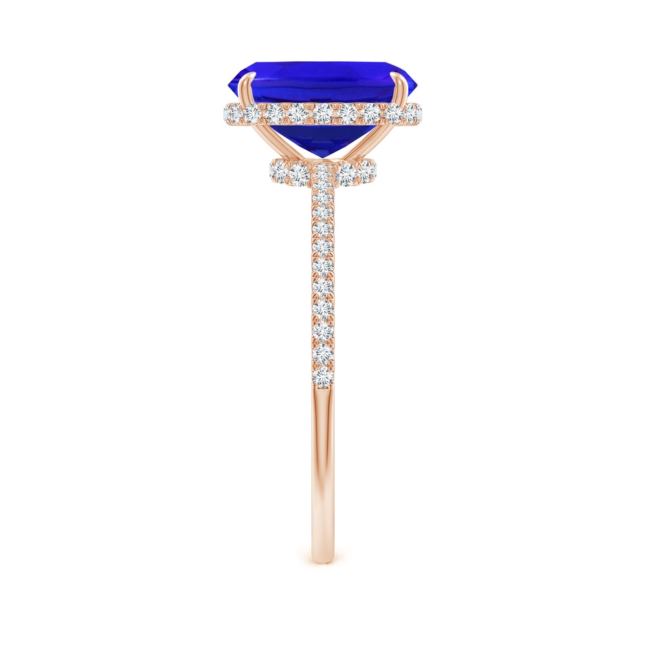 9x7mm AAA Thin Shank Cushion Cut Tanzanite Ring With Diamond Accents in Rose Gold side-2