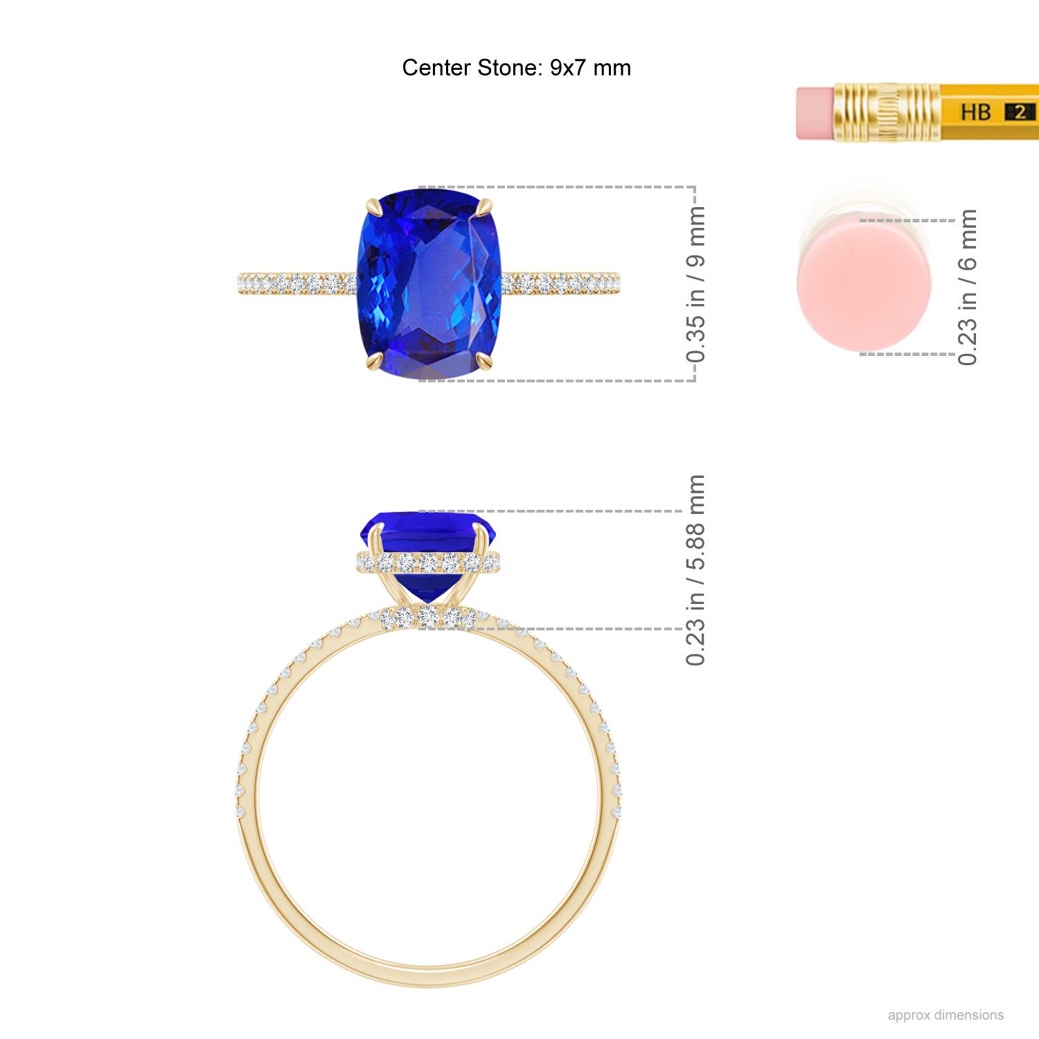 AAA - Tanzanite / 2.8 CT / 14 KT Yellow Gold