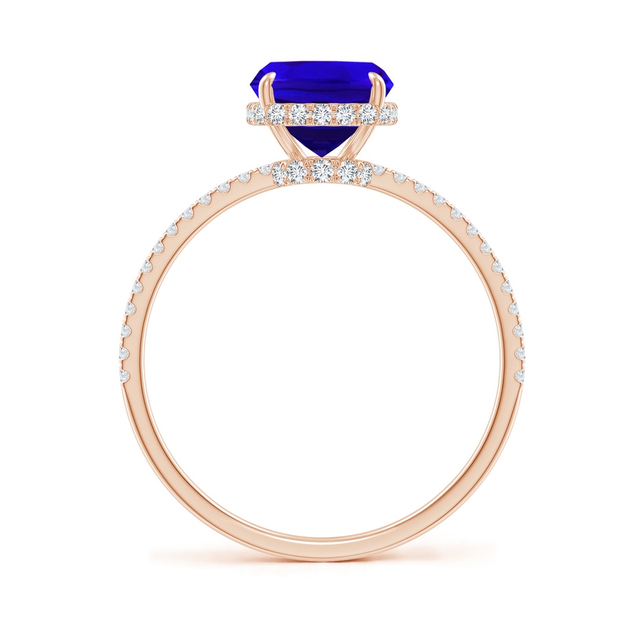 9x7mm AAAA Thin Shank Cushion Cut Tanzanite Ring With Diamond Accents in Rose Gold side-1