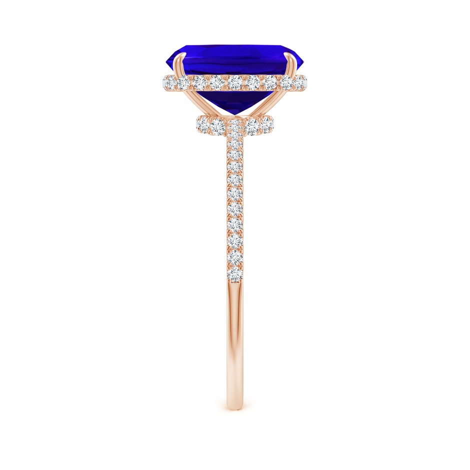 9x7mm AAAA Thin Shank Cushion Cut Tanzanite Ring With Diamond Accents in Rose Gold side-2